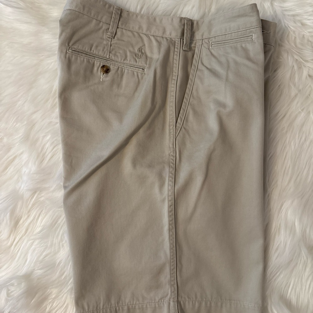 Polo Ralph Lauren Men's Relaxed Fit Beige Shorts Size W34 100% Cotton Flat Front